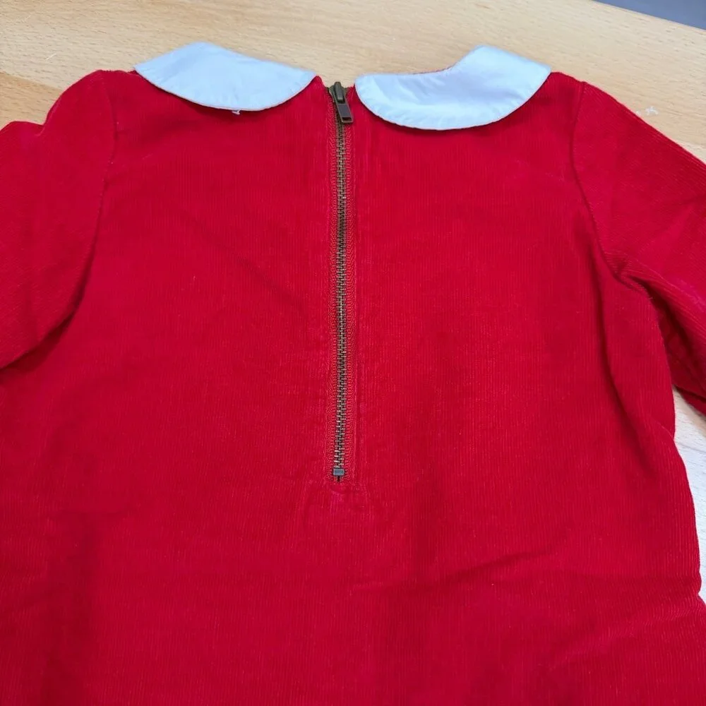 Baby Gap Girl's Red Corduroy Christmas Shift Dress size 2 Years Peter Pan Collar